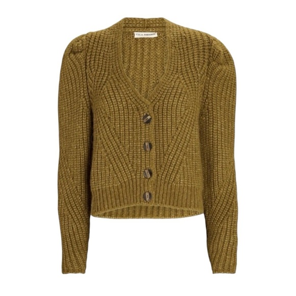 Ulla Johnson - Greta Alpaca Wool Knit Cardigan Olive Tapenade Sz M - Picture 4 of 11